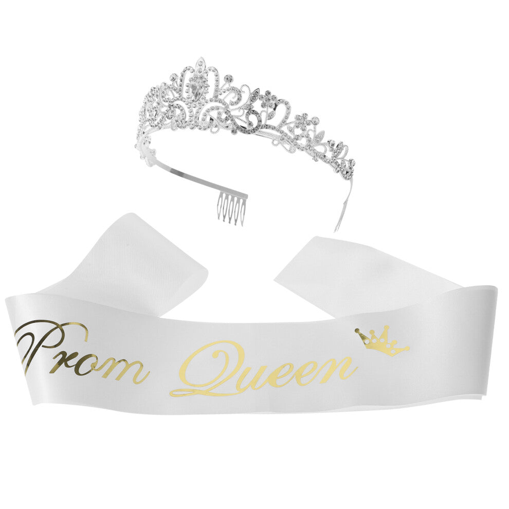 Headband Set Crown Hair Accessories For Prom Queen Shoulder Banner