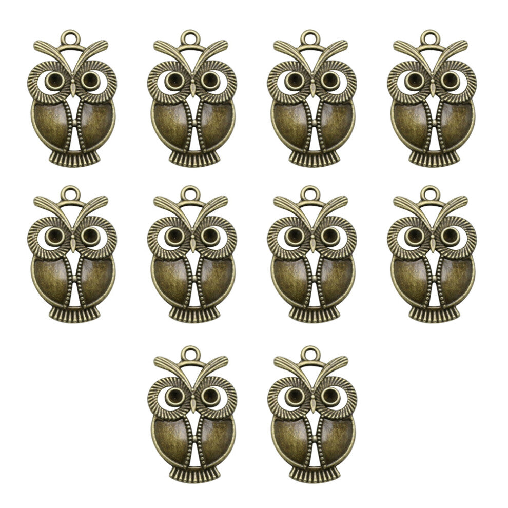 10 Pcs Owl Pendant Charms For Necklaces Jewellery Women Pendants