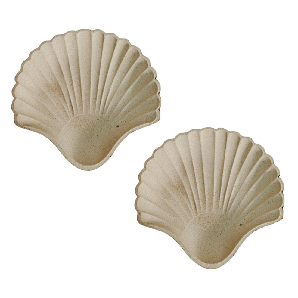 2 Pcs Accessories Jewelry Wooden Shell Tray Shape
