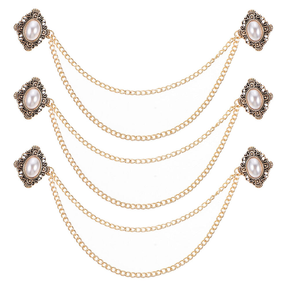 3 Pcs Vintage Pearl Brooch Suit Lapel Pin For Men Man Accessories