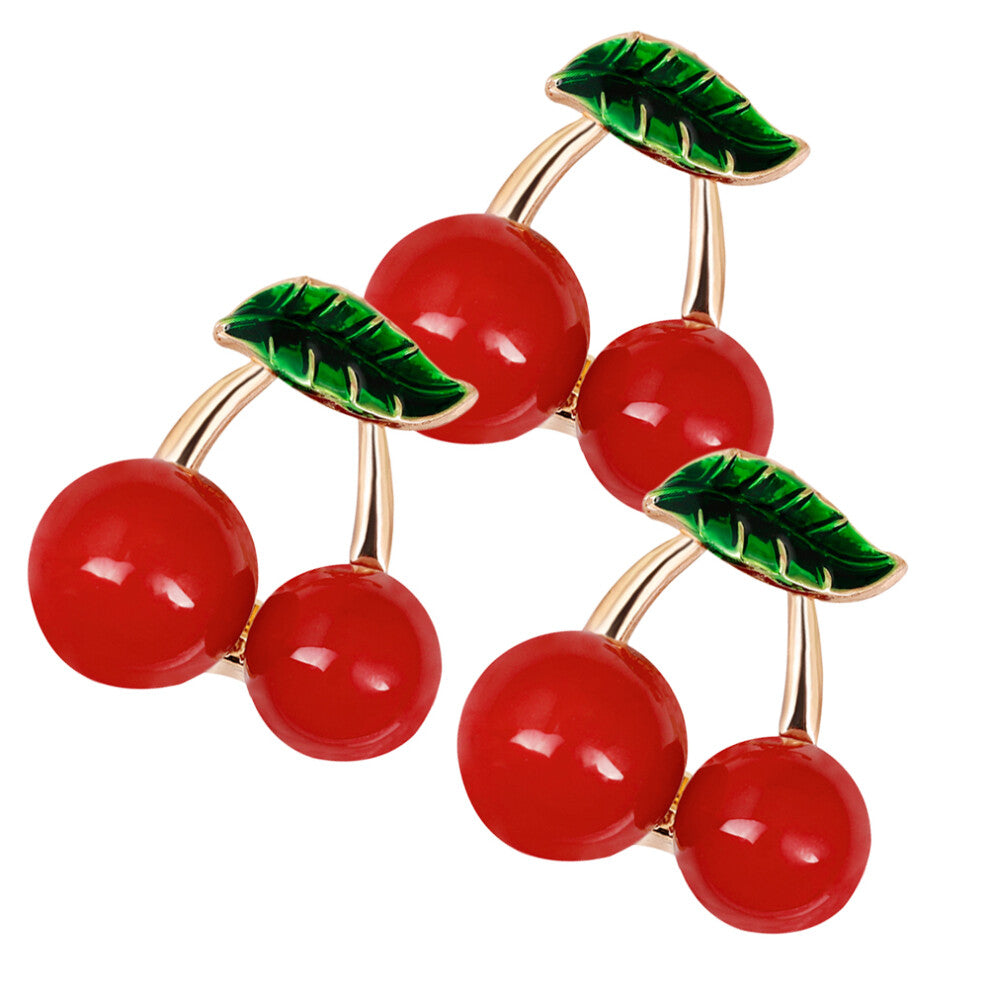 3 Pcs Cherry Brooch Cardigan Clips For Women Brooches Clothes Pin