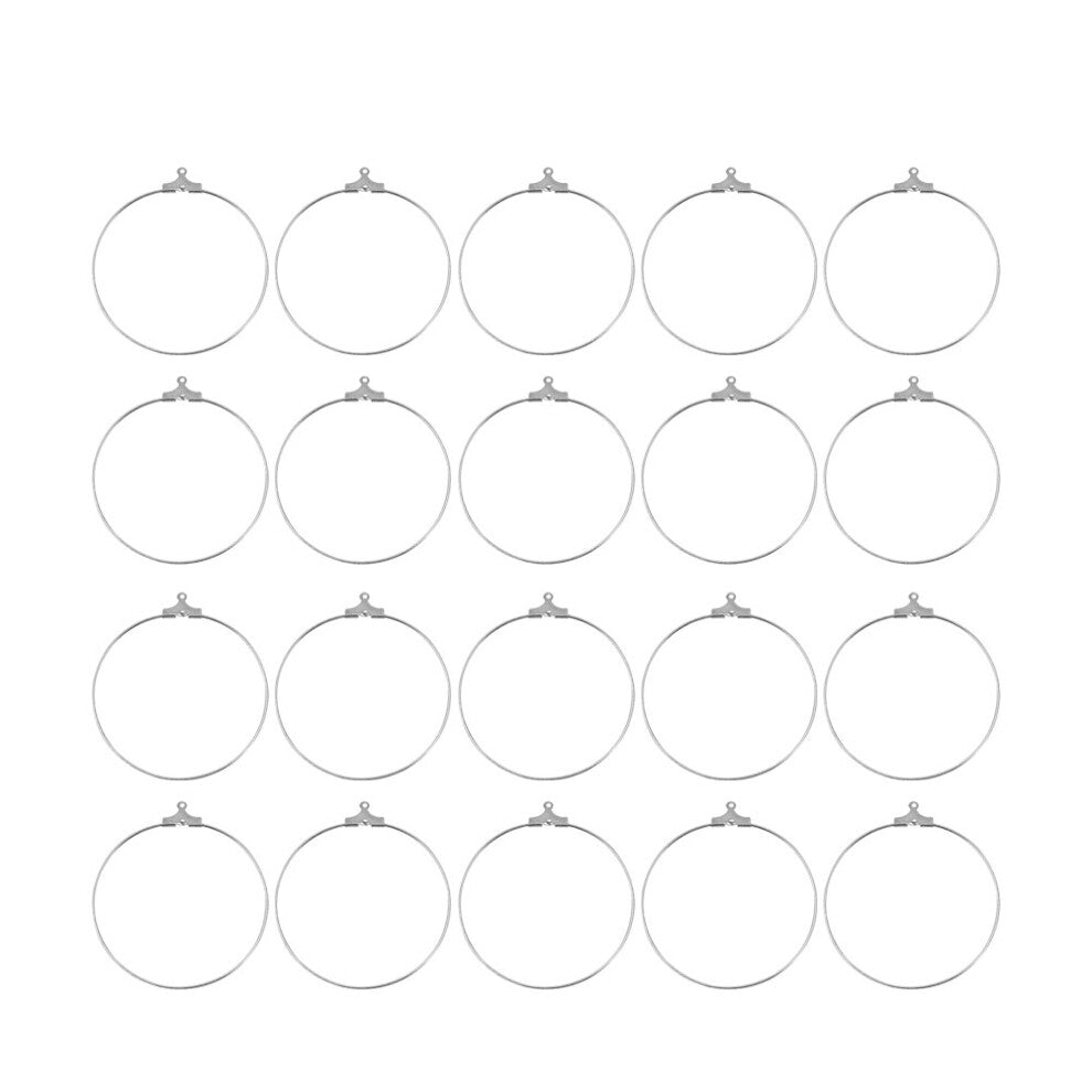 20 Pcs Silver Round Hoop Earrings Charm DIY Pendant Accessories