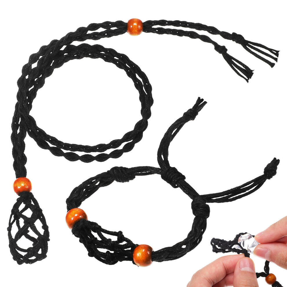 Raindrops Empty Necklace Holder Jewelry Cages For Crystals Black 2 Pcs