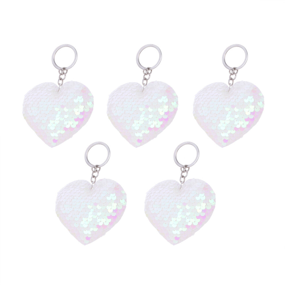 5 Pcs Heart Keychain Women'S Charms For Keychains Fob Sequin