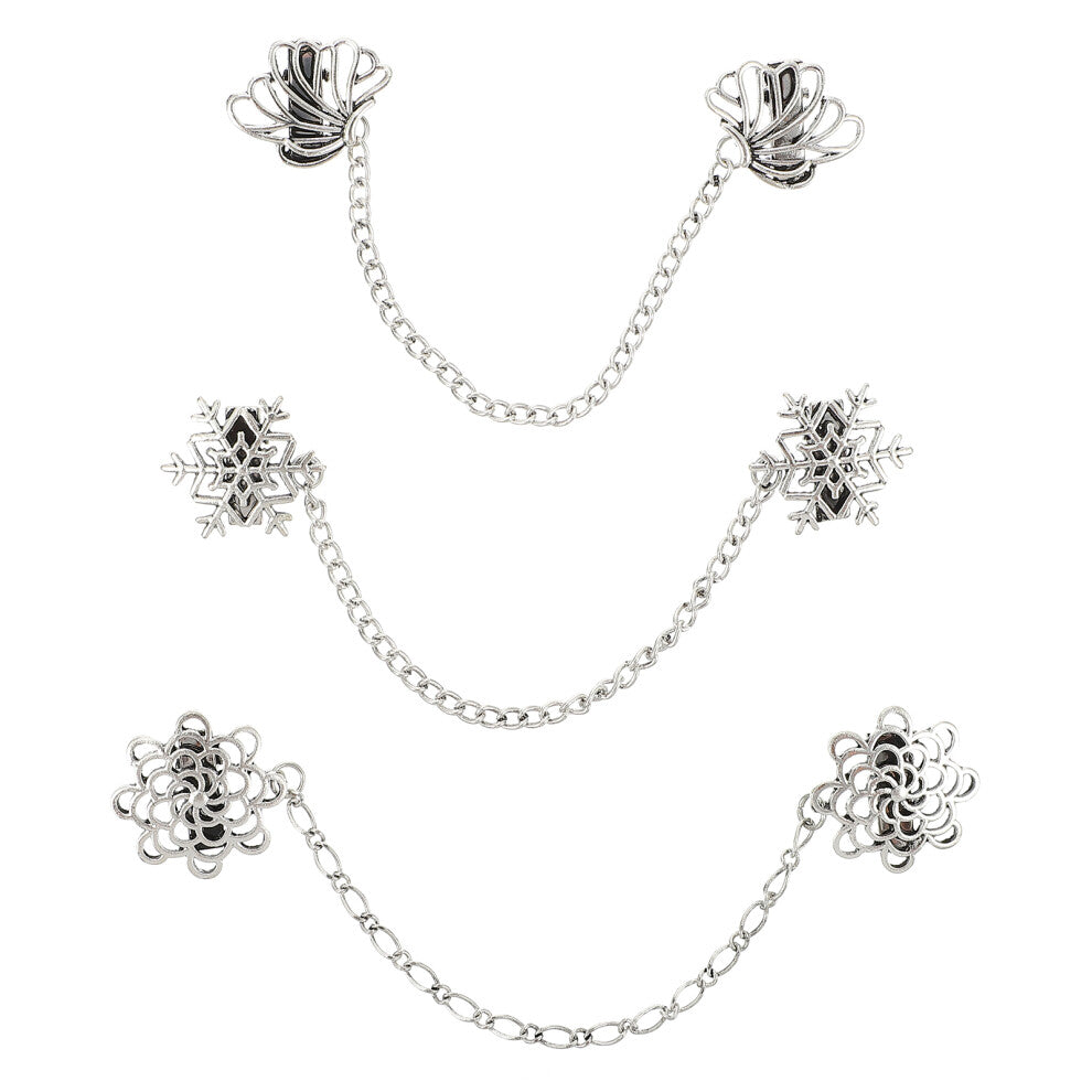 Sweater Chain Accessories Shirt Collar Pin 3pcs