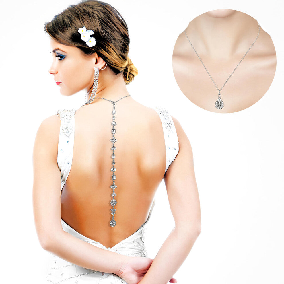 Back Necklaces Drop Back+Necklace Jewelry Long Engagement Bride