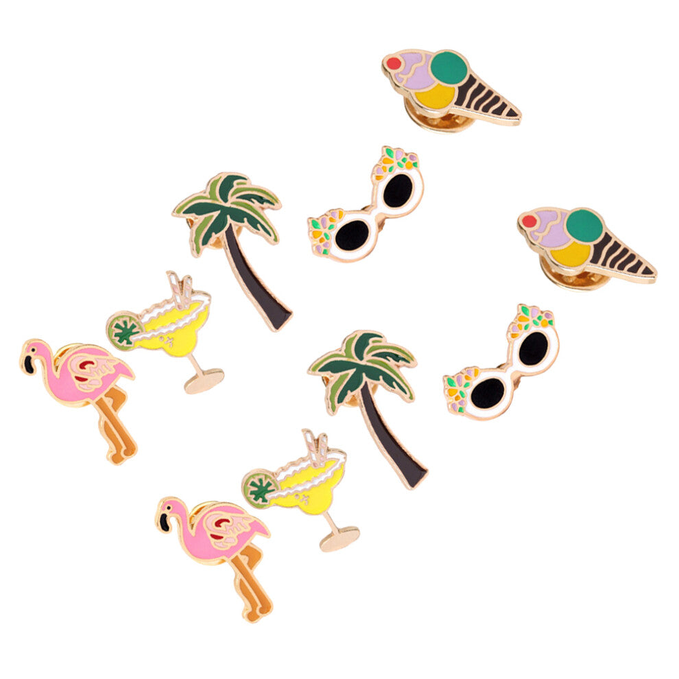 10 Pcs Flamingo Brooch Lapel Pin Alloy Corsage Dress Accessories