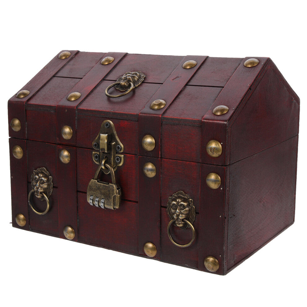 Storage Box Desktop Small House Wood, Alloy Red