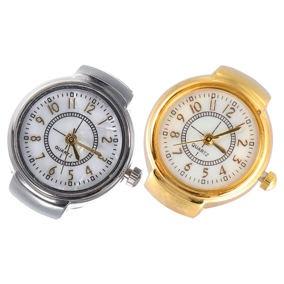 Mlins  2 Pcs Finger Watches For Women Winding Ring Elegant Round Dial