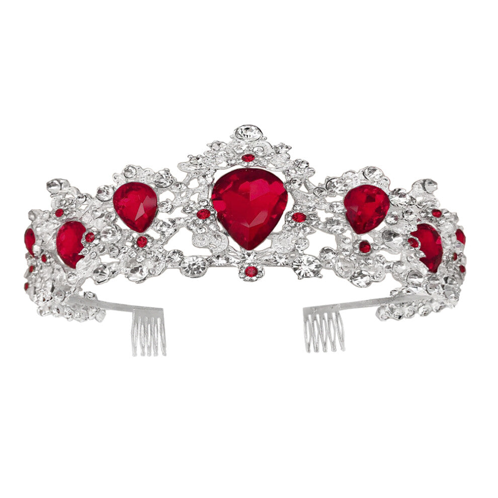 Party Accessories Rhinestone Bridal Tiara Red 1set