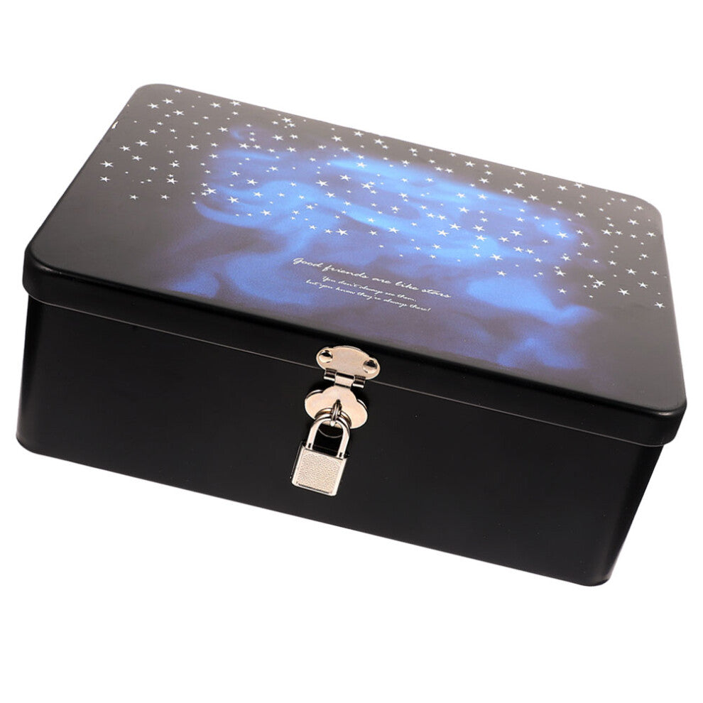 Tinplate Jewelry Case Decorative Storage Boxes Lock Jewellery With