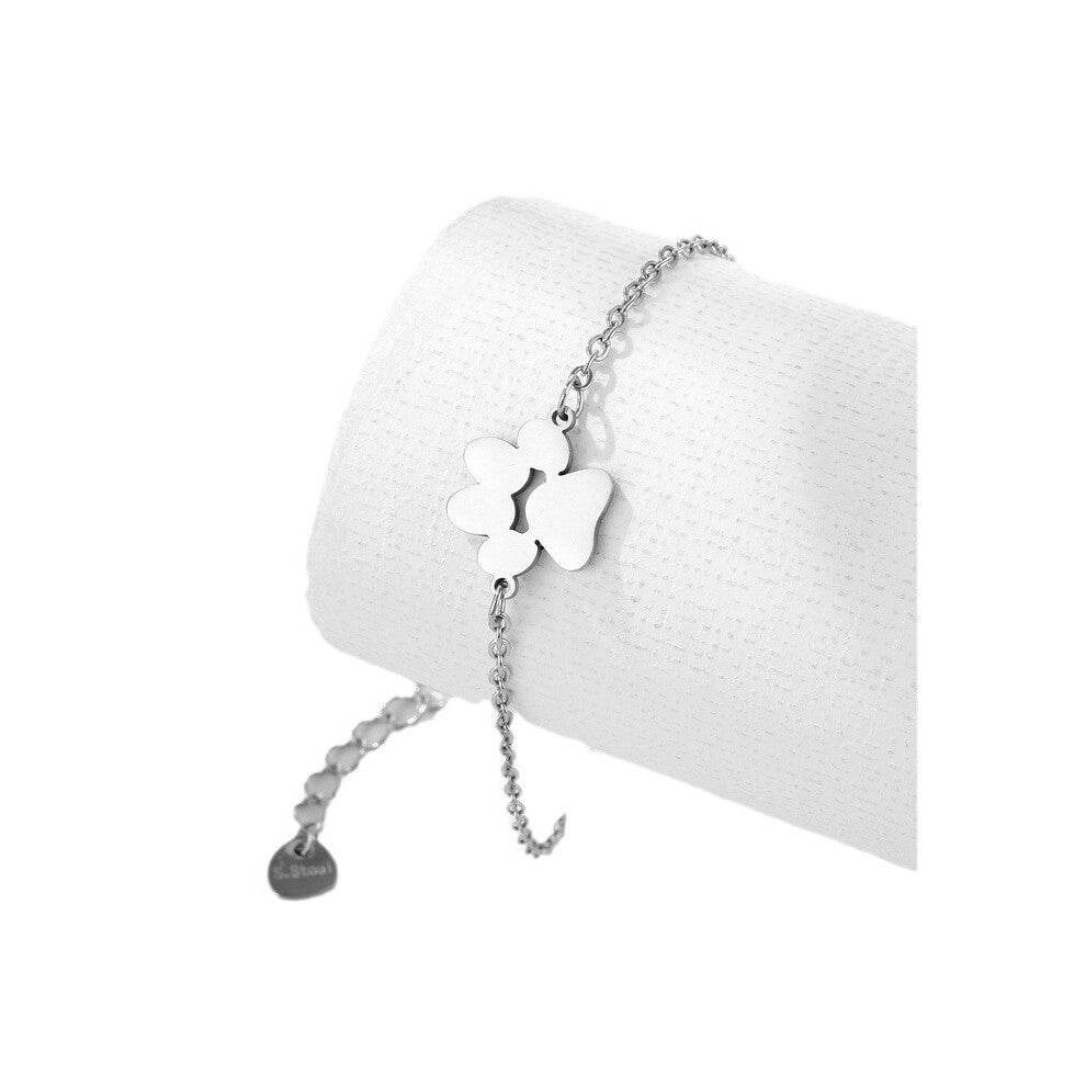 (Silver bracelet, Three paw prints) Pet design sense footprint necklace personalized stainless steel pendant