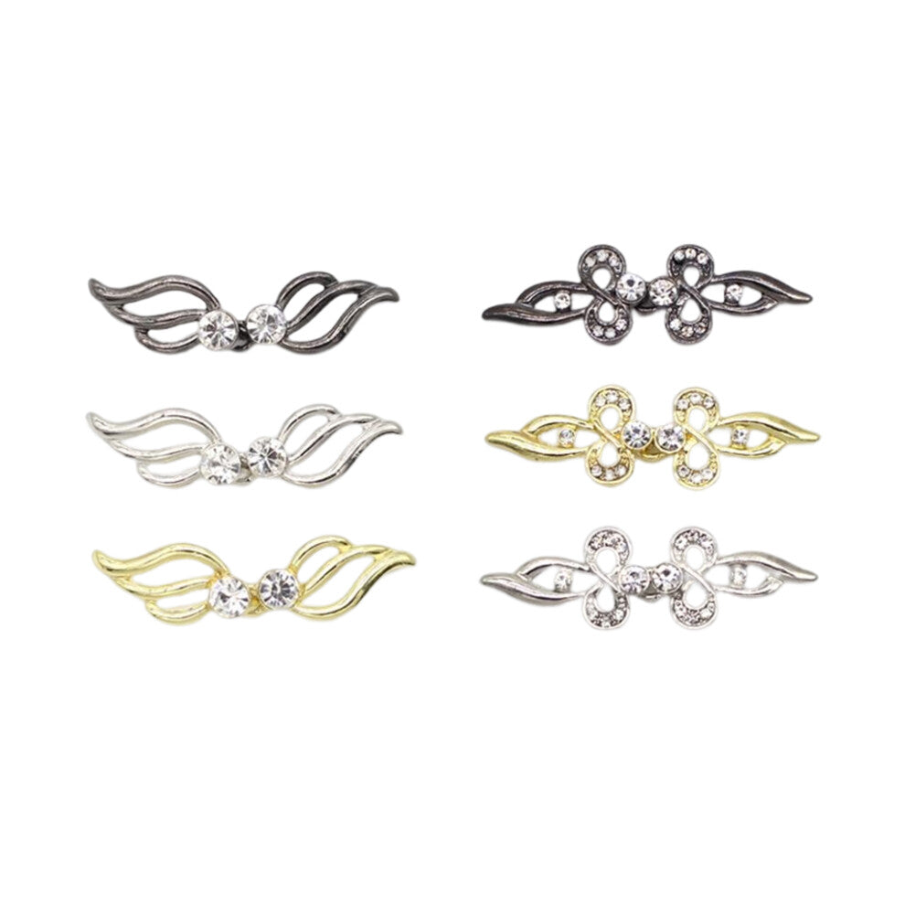 6 Pieces Wind Coat Clasp Polished Glossy Rhinestone Cloak Fastener