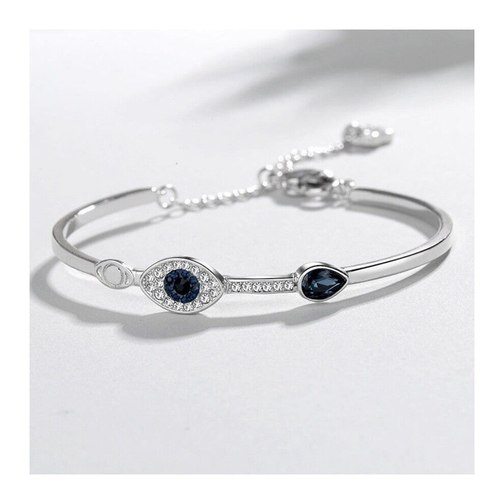 (Platinum Devil's Eye bracelet) Devil's Eye necklace bracelet, fashionable Austrian crystal short collarbone chain pendant accessory