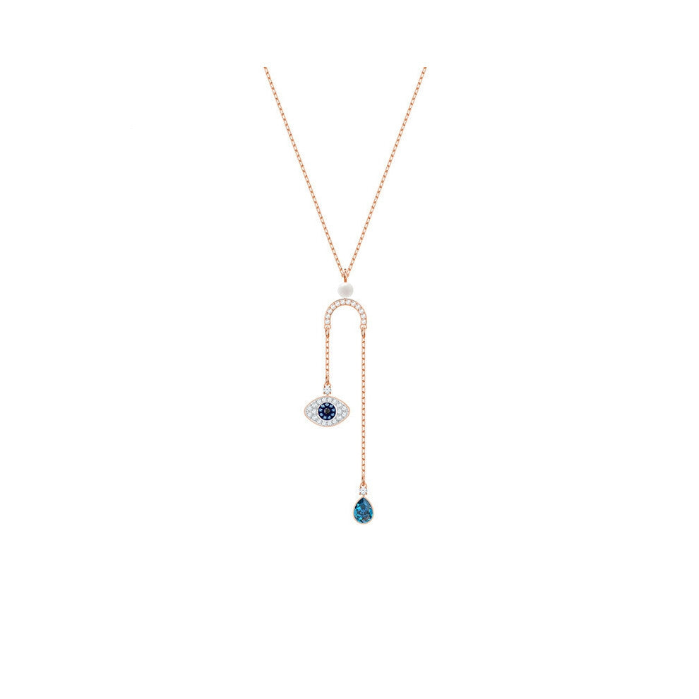(Y-shaped necklace) Devil's Eye Lucky Palm Horseshoe Necklace for Women, Swarovski Element Crystal Collarbone chain for women.