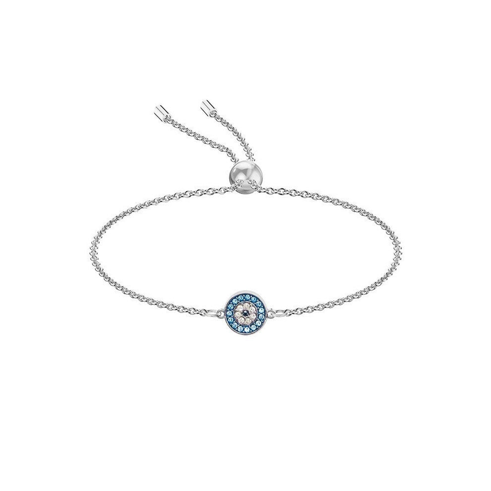 (Platinum round bracelet) Devil's Eye Lucky Palm Horseshoe Necklace for Women, Swarovski Element Crystal Collarbone chain for women.