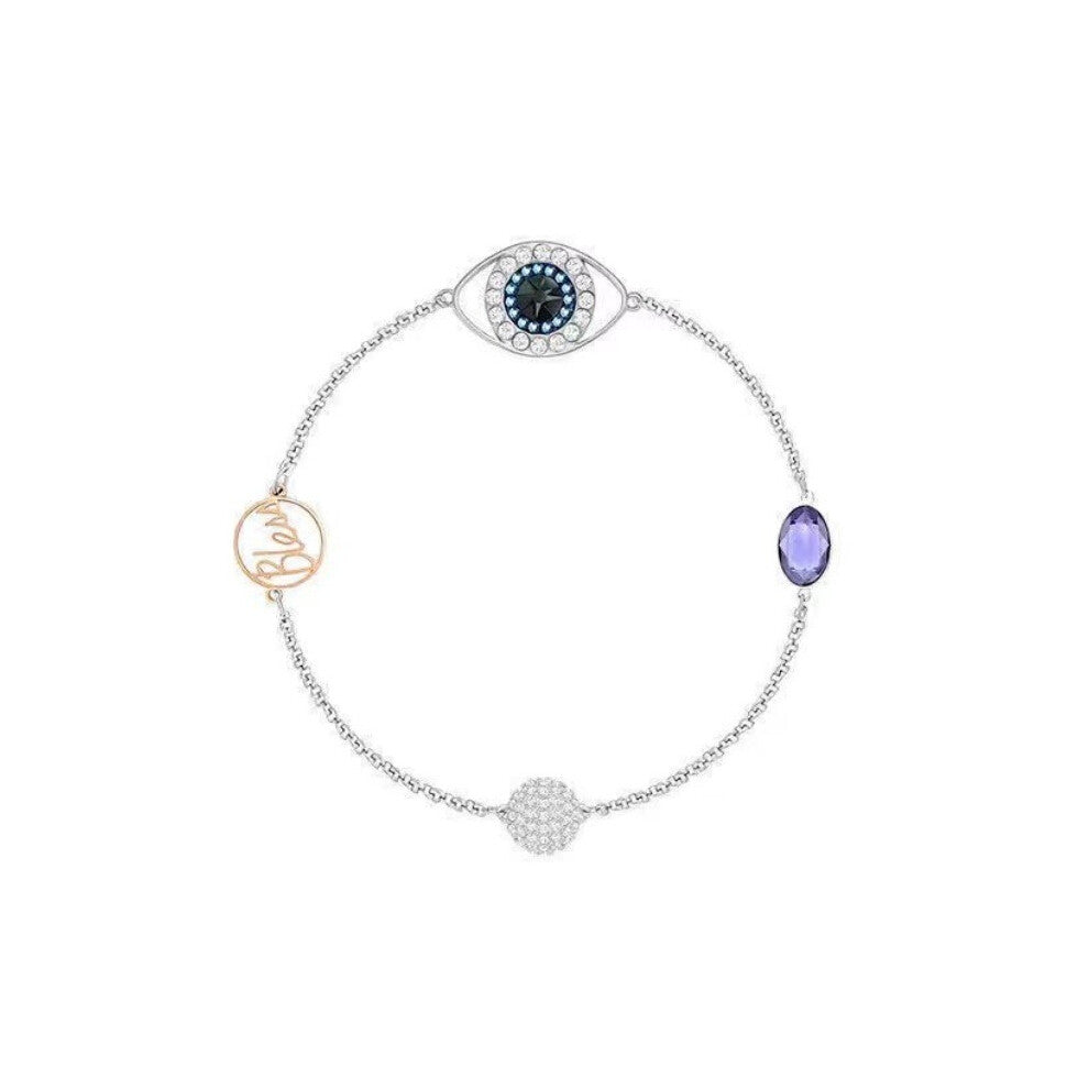 (Devil magnetic clasp bracelet) Devil's Eye Lucky Palm Horseshoe Necklace for Women, Swarovski Element Crystal Collarbone chain for women.