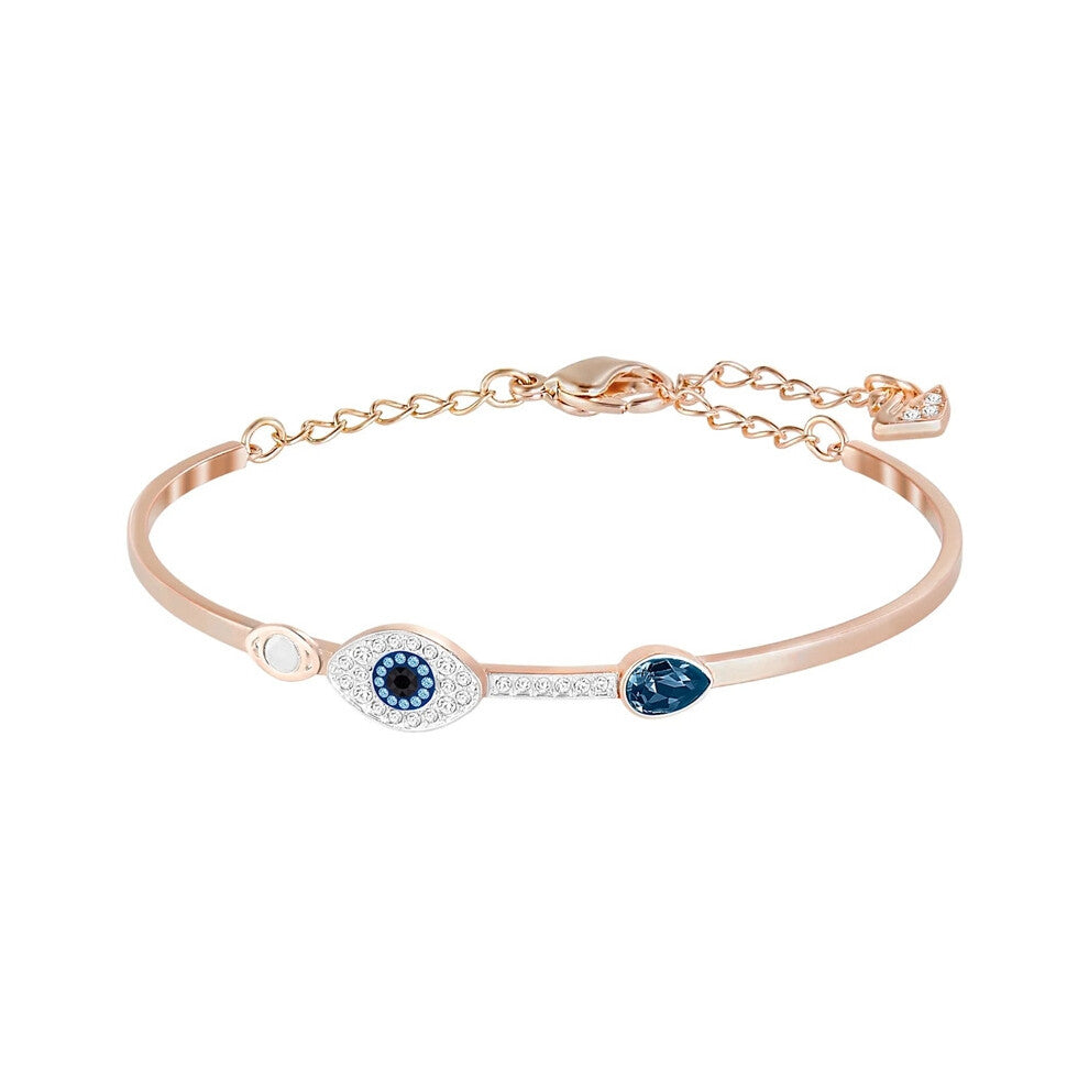 (Rose gold devil bracelet) Devil's Eye Lucky Palm Horseshoe Necklace for Women, Swarovski Element Crystal Collarbone chain for women.