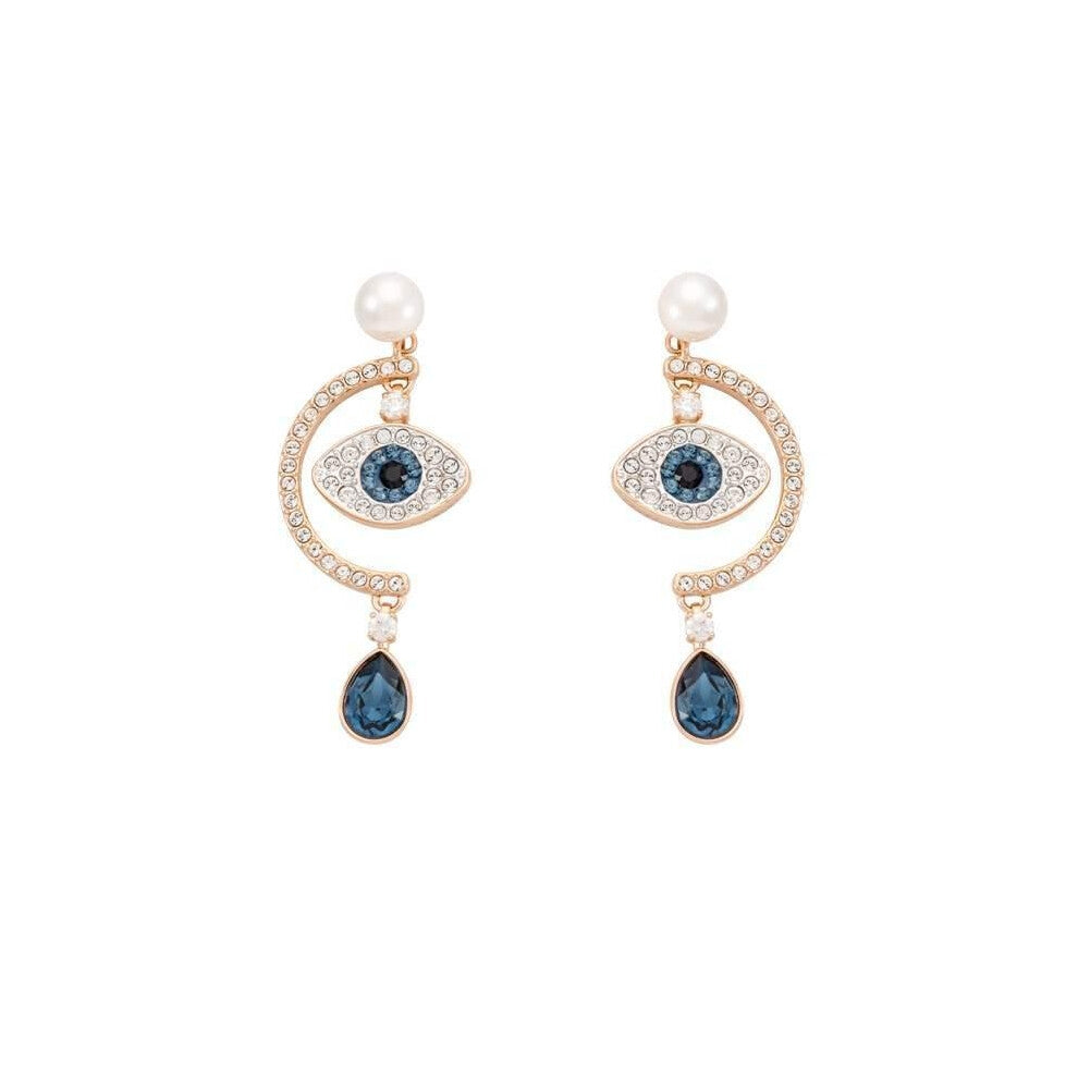 (Guardian Eye Devil Earrings) Devil's Eye Lucky Palm Horseshoe Necklace for Women, Swarovski Element Crystal Collarbone chain for women.