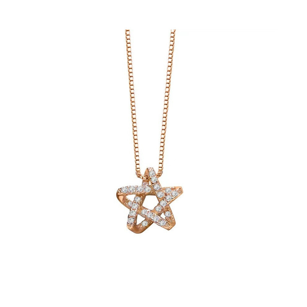 (Rose gold) Five-pointed star necklace, a fashionable and personalized women's necklace with a five-pointed star collarbone chain and a hollowed-out p