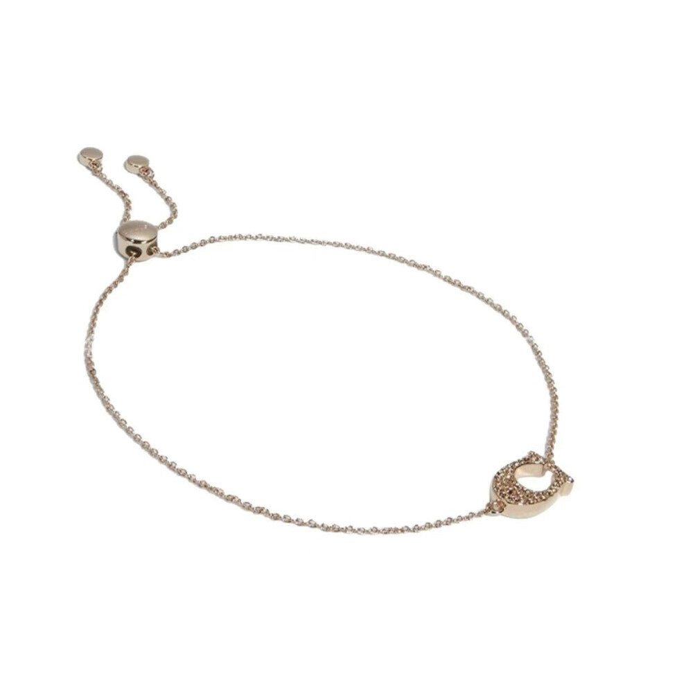 (Rose gold bracelet) C-shaped full diamond necklace and bracelet for women, fashionable, simple, elegant and high-end. 100 design collarbone chain