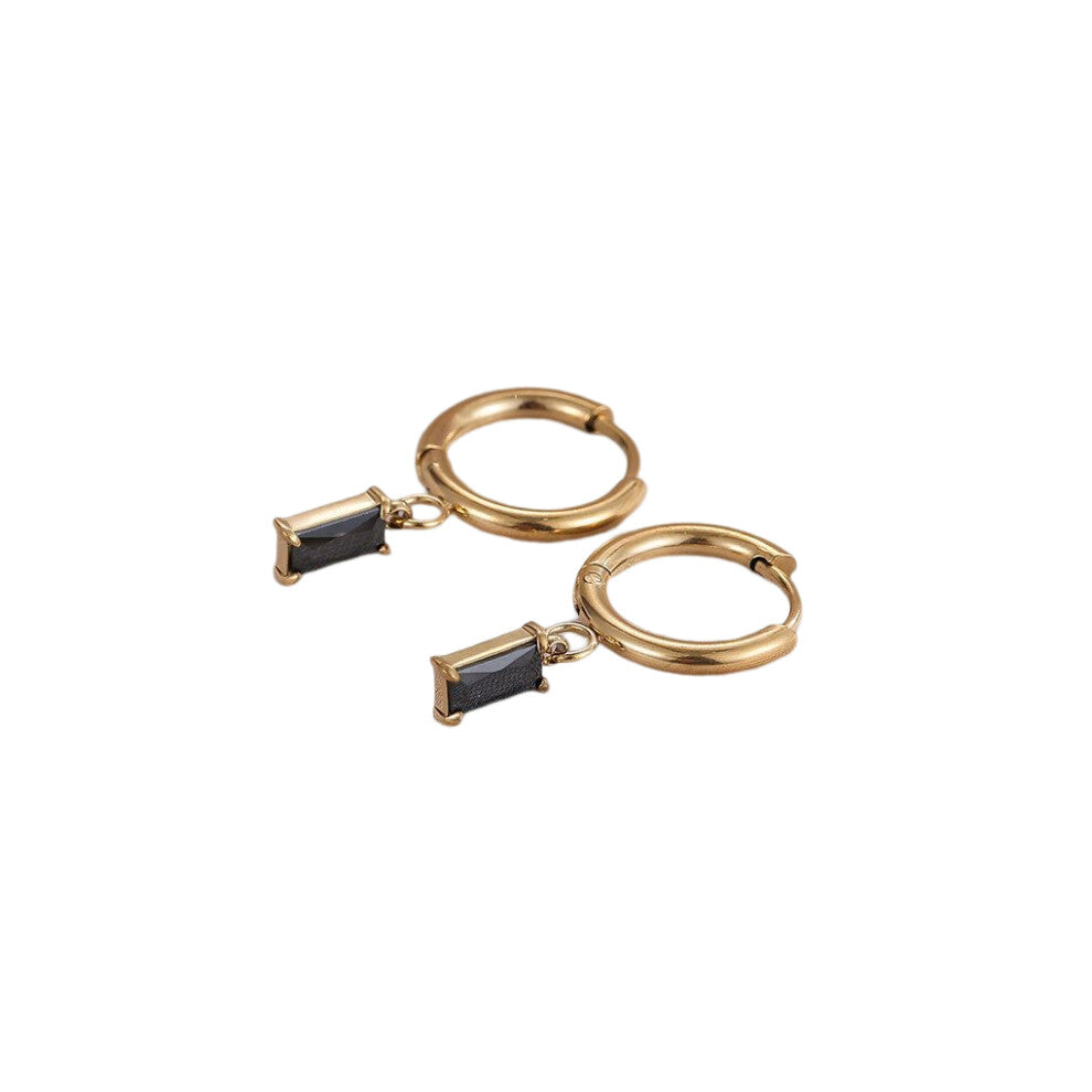 (Black) 1 Pair Woman Rhinestone Earrings Crystal Party Engagement Ear Studs