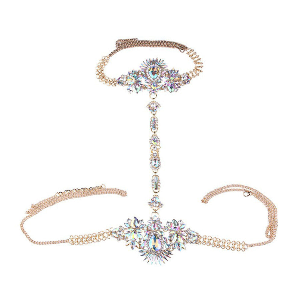 (AB Colorful) Crystal Body Chain Waist Necklace Charming Necklaces Accessories