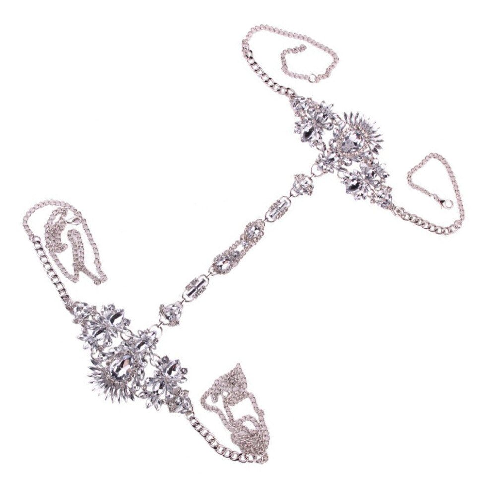 (White) Crystal Body Chain Waist Necklace Charming Necklaces Accessories