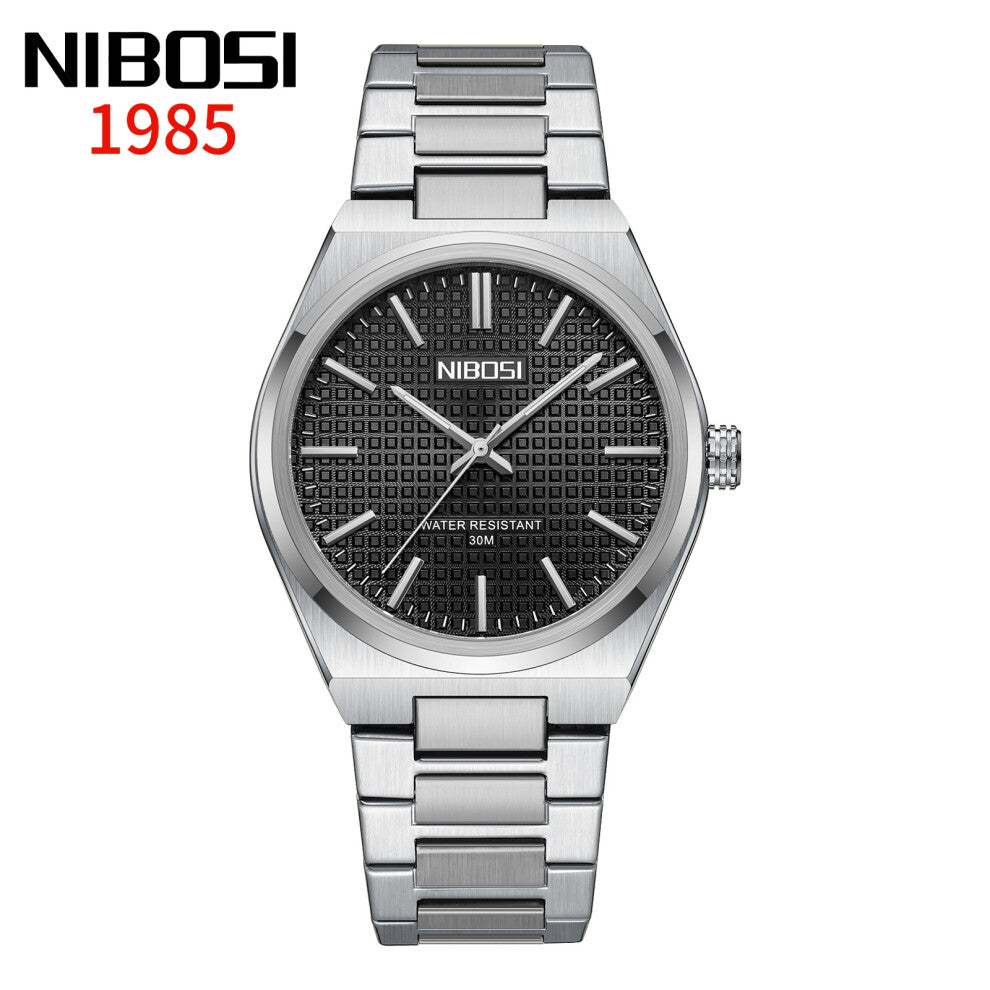 (B) Simple men's watches with waterproof steel bands, men's business quartz wristwatches for export
