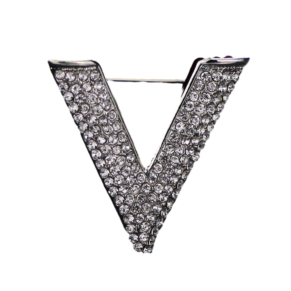 (silvery) Baroque Trendy V-shaped Pin For Stylish Clothes Accessories Alloy Is