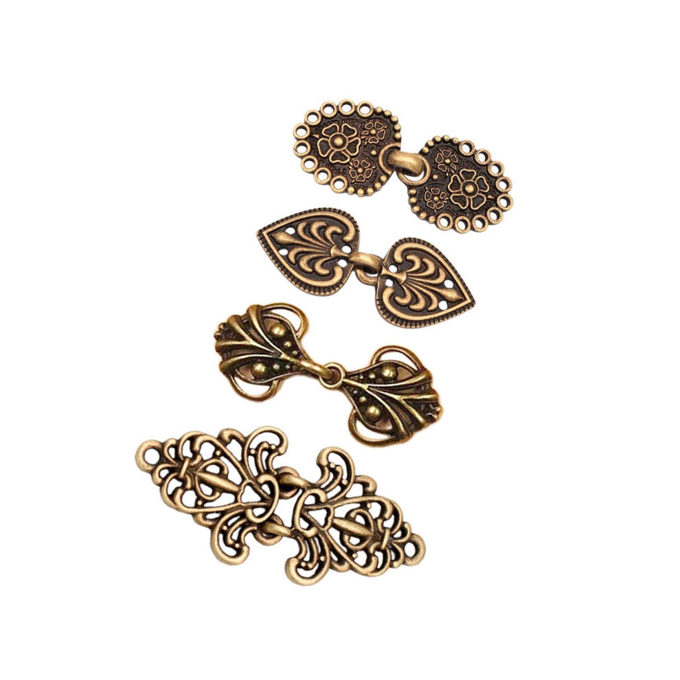 (Bronze, 4 pcs) Authentic Medieval Alloy Shawl Fastener Sew Cardigan Clips Celtic for