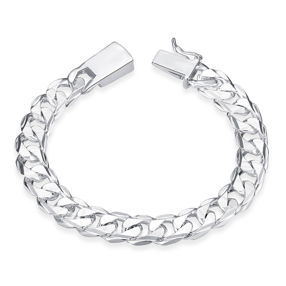 (silver) Charming Gift Silver Chain Bracelet For Men Present For Silver