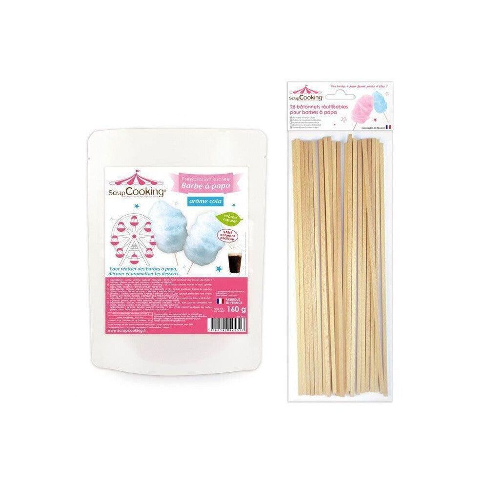 Blue cotton candy preparation 160 g + 25 sticks