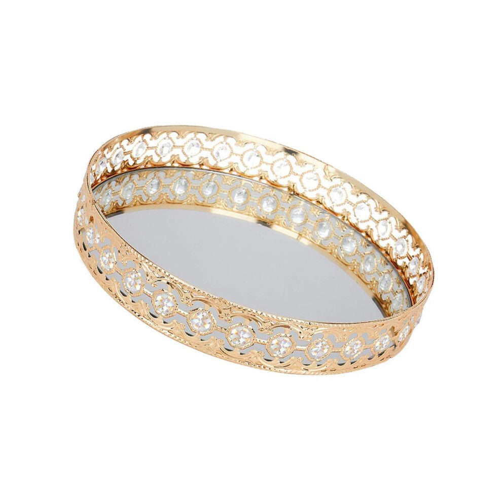 Mirrored Crystal Vanity Makeup Tray Jewelry Organizer Decorative Tray