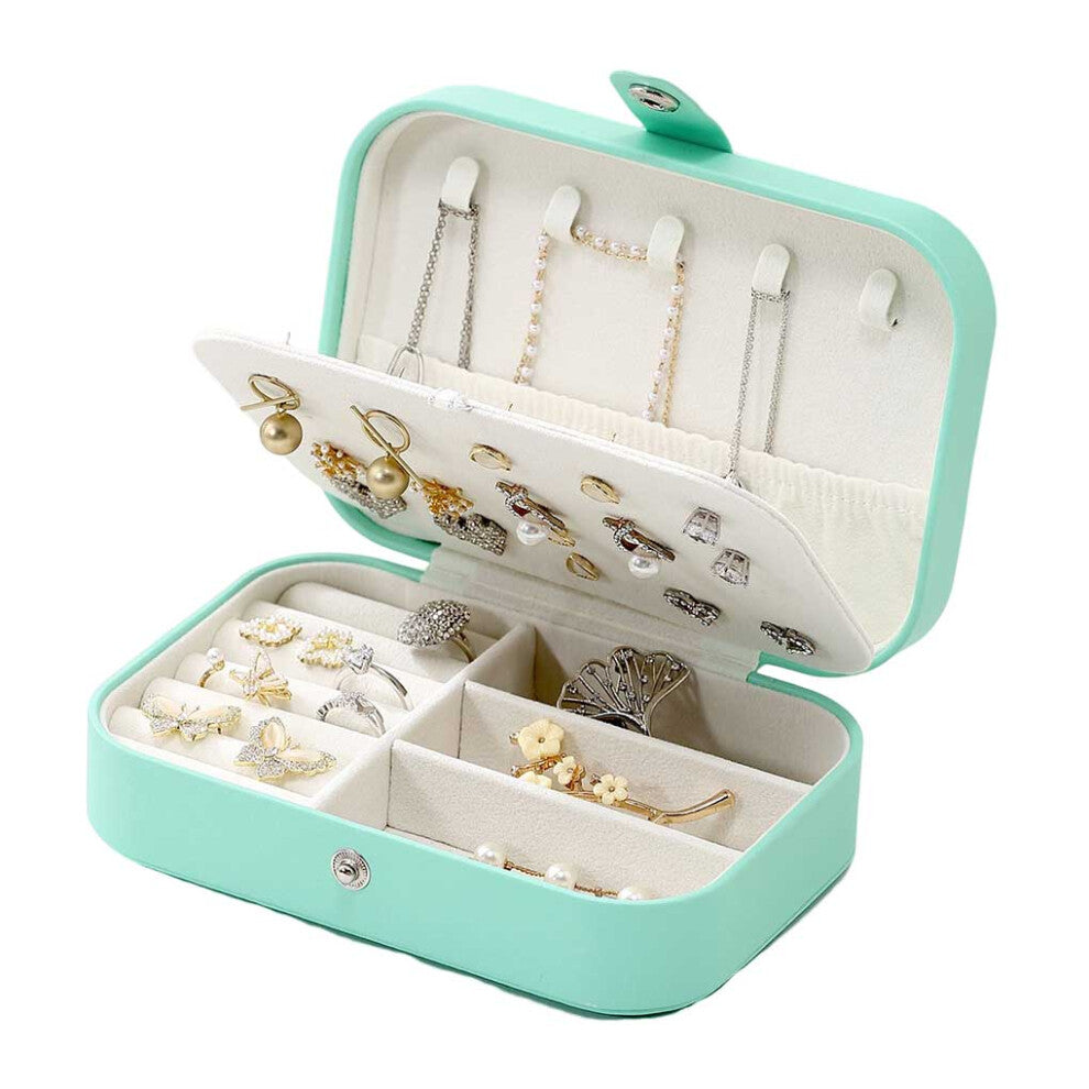 (Light Green) Jewellery Storage Box Portable Dual Layer Bracelet Jewelry Case