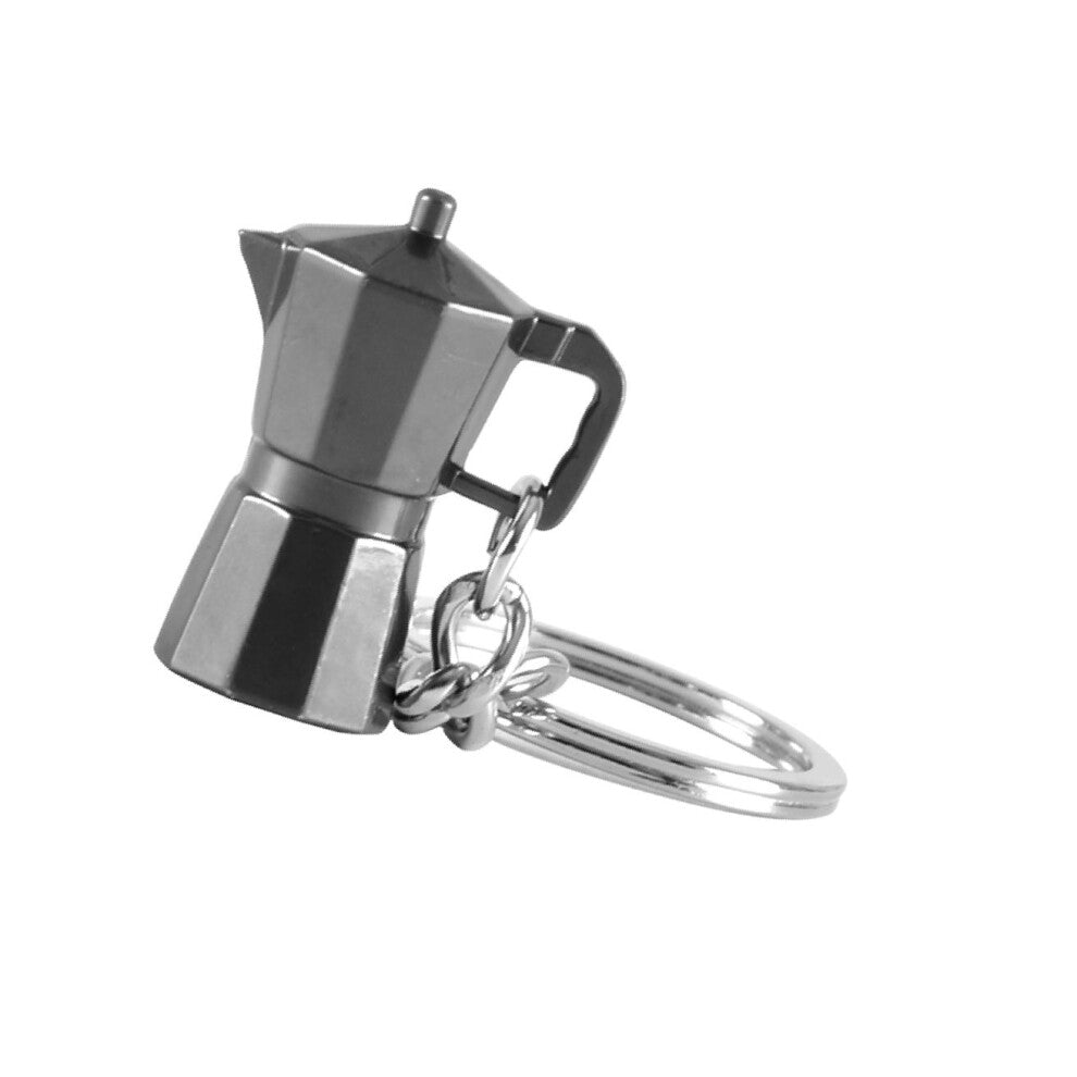 (Moka pot, 2x2x2cm) Coffee Tamper Keyring Key Chain Ring Coffee Accessories