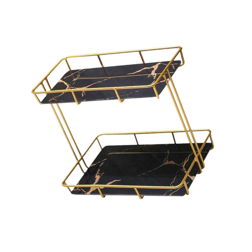 (L Double Layer Black) Storage Rack Multi-layer Storage Box Perfume Jewellery Container