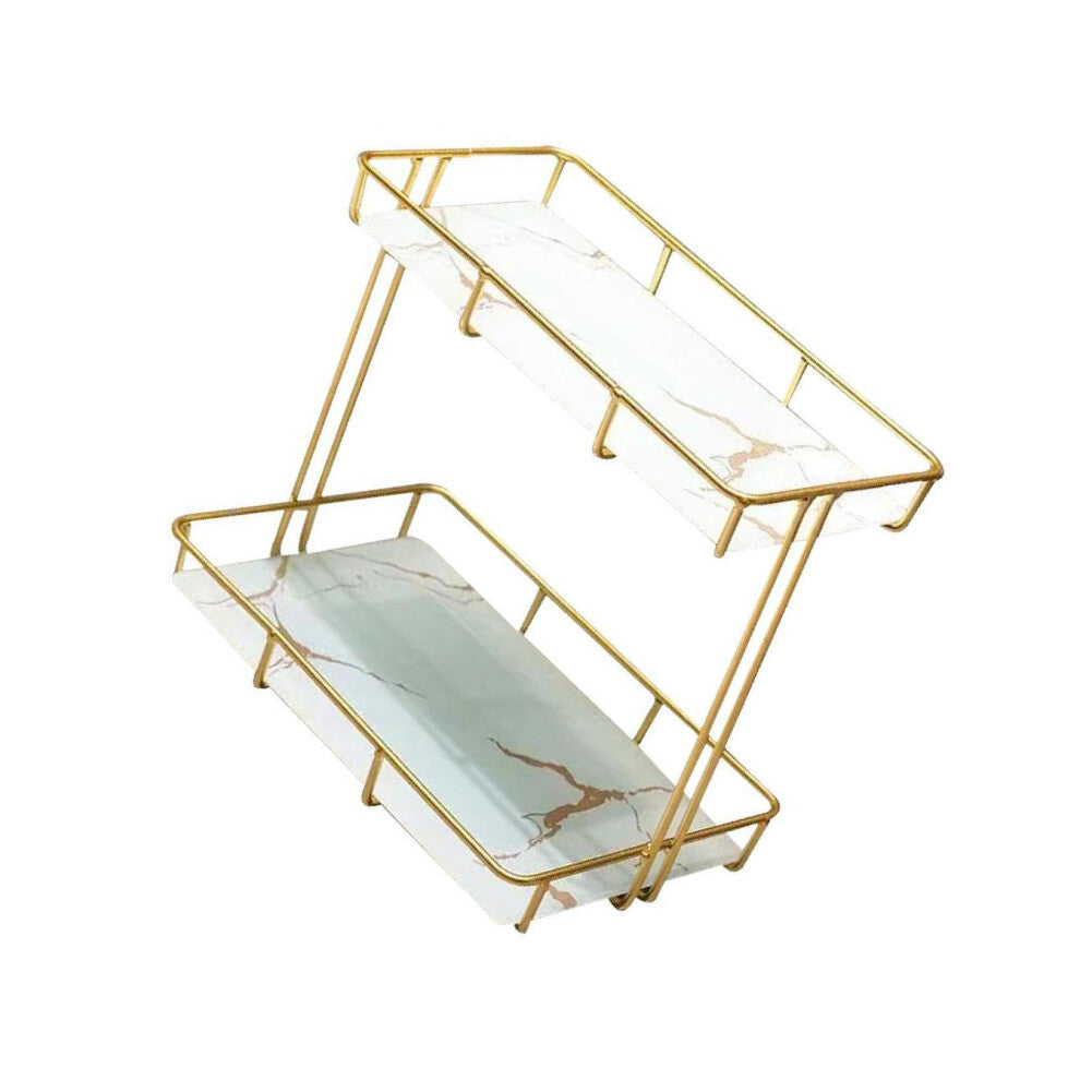 (L Double Layer White) Storage Rack Multi-layer Storage Box Perfume Jewellery Container