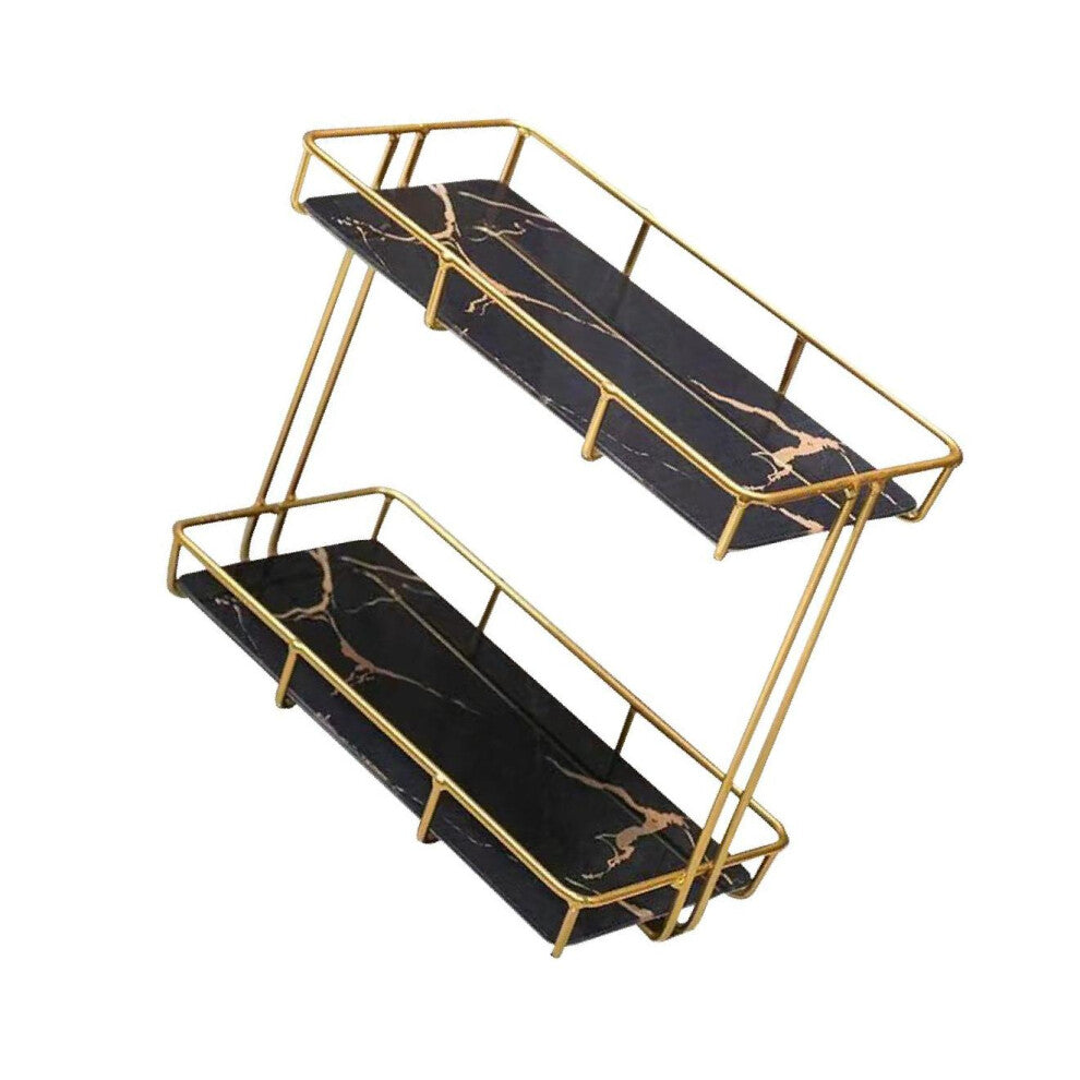 (S Double Layer Black) Storage Rack Multi-layer Storage Box Perfume Jewellery Container