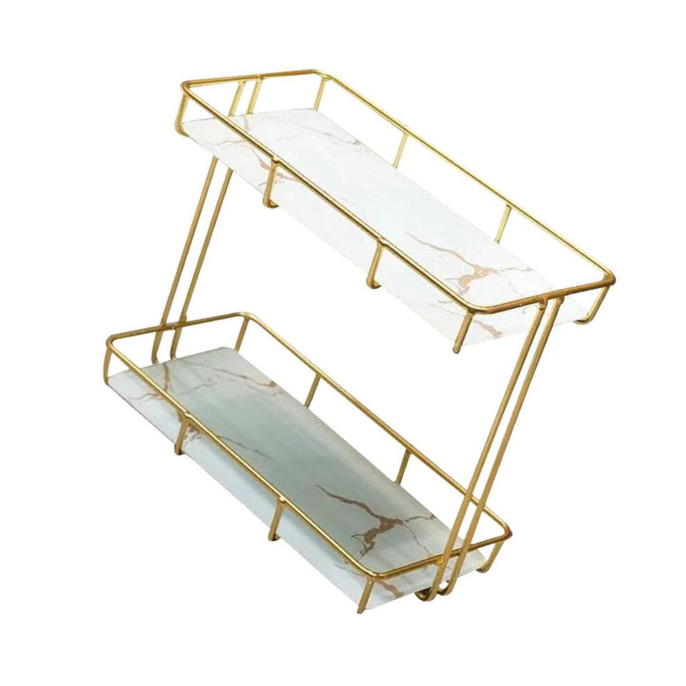 (S Double Layer White) Storage Rack Multi-layer Storage Box Perfume Jewellery Container
