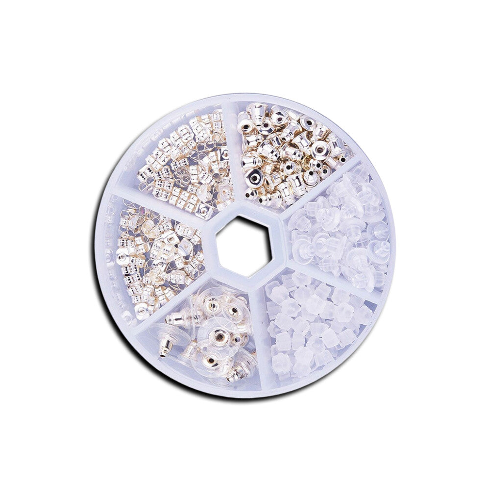 (Golden, 2511mm) 260 Pcs Earring Back with Storage Box Stoppers Jewellery Making Kit