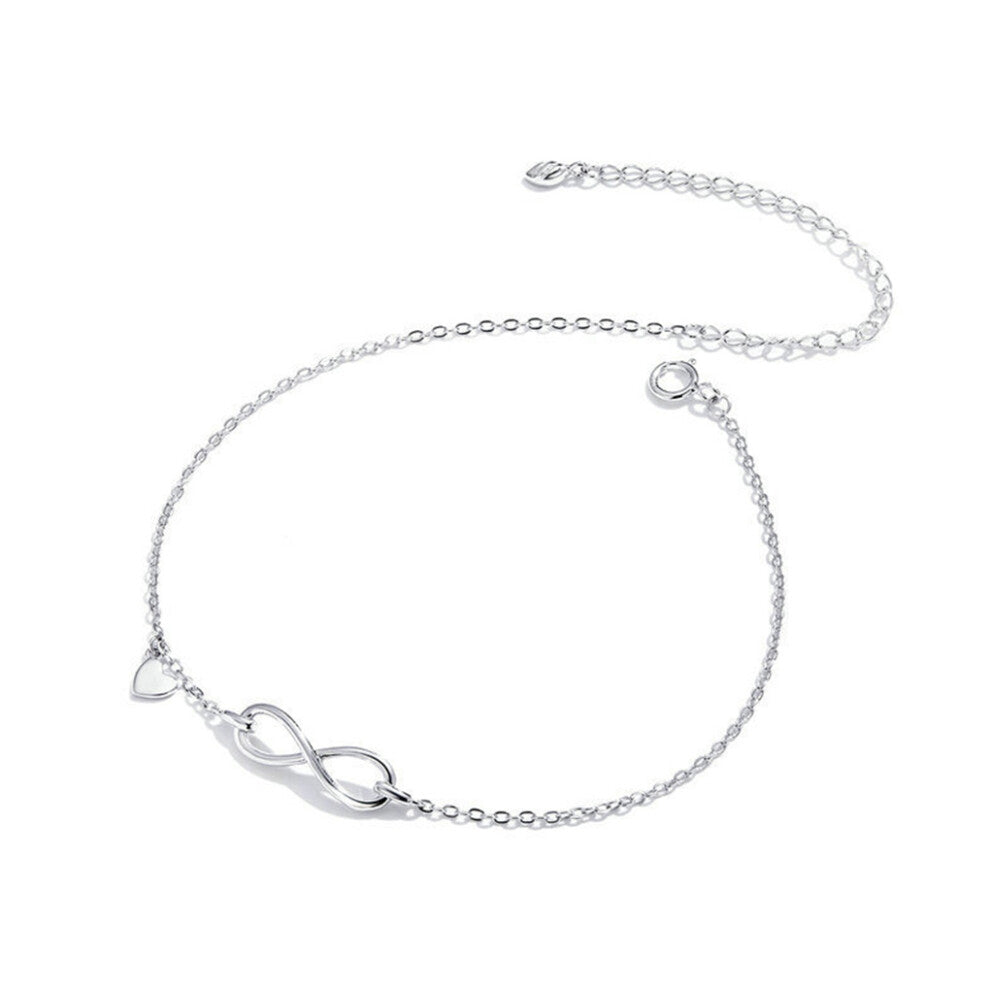 Women Men Portable Anklet 8-Shaped Heart Pendant Anklets Jewellery