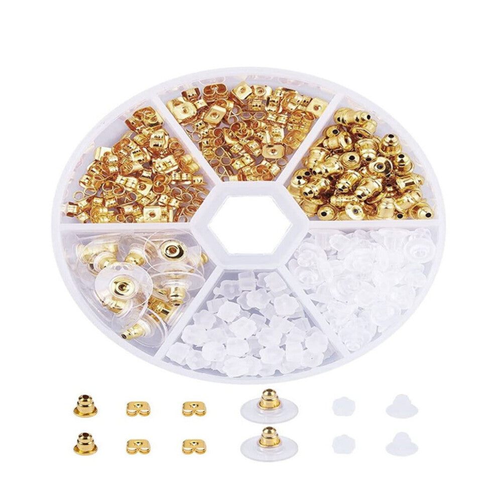 (Golden, 2511mm) 260 Pcs Earring Back with Storage Box Stoppers Jewellery Making Set