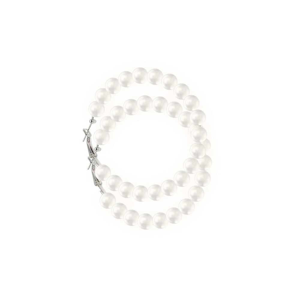 (type 3) Circle Exaggerated Artifical Pearl Hoop Earrings Lovely Charming Ear