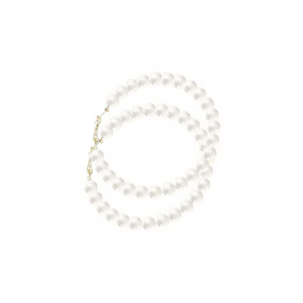 (type 10) Circle Exaggerated Artifical Pearl Hoop Earrings Lovely Charming Ear