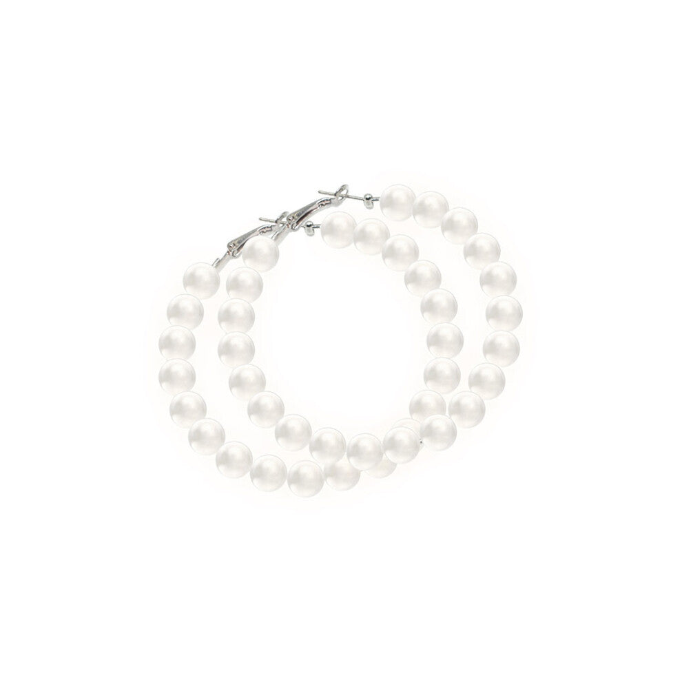 (type 3) Round Exaggerated Artifical Pearl Hoop Earring Lovely Charming Ear