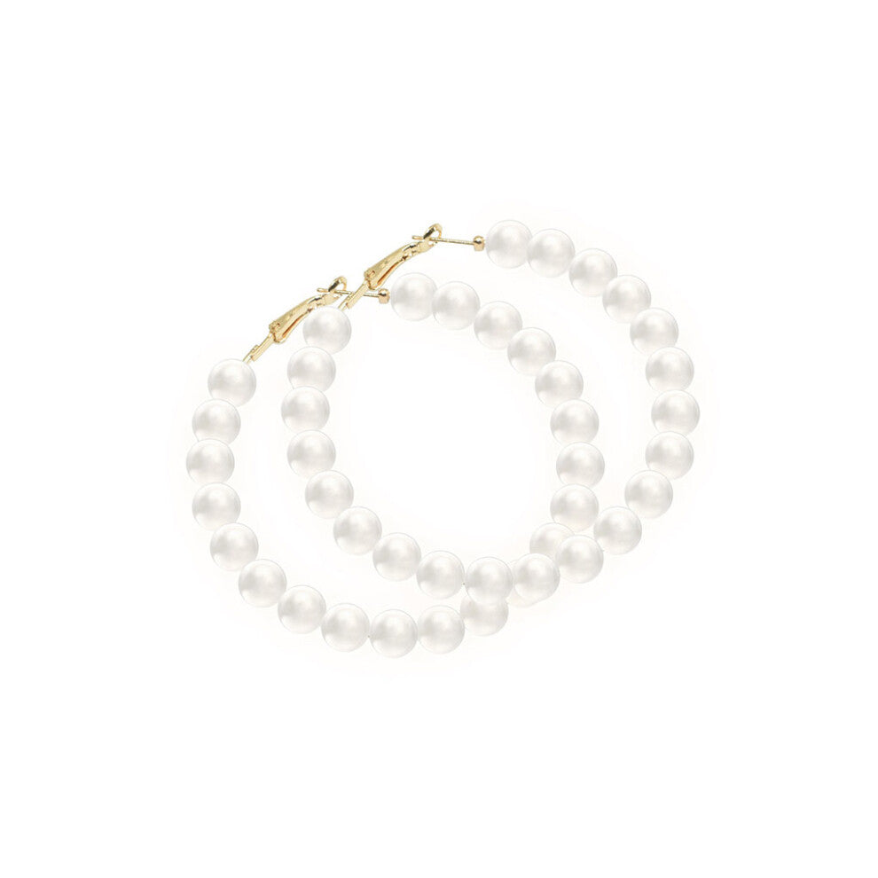 (type 6) Round Exaggerated Artifical Pearl Hoop Earring Lovely Charming Ear