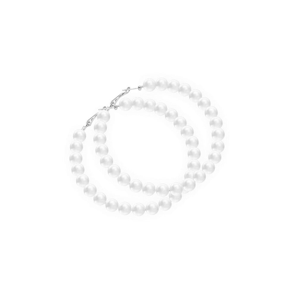 (type 9) Round Exaggerated Artifical Pearl Hoop Earring Lovely Charming Ear