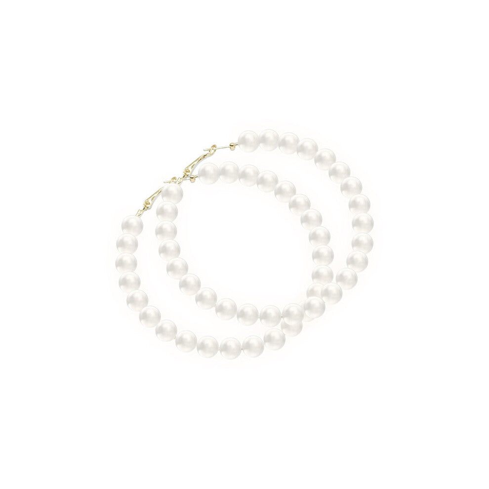 (type 10) Round Exaggerated Artifical Pearl Hoop Earring Lovely Charming Ear