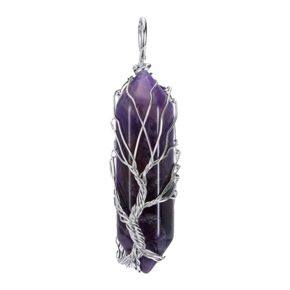 (Purple Crystal) Crystal Column Pendant Hexagonal Accessory Charms Spacers Wire Wrap
